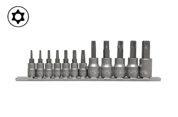 YATO-SET MED TORX-NYCKLAR MED HÅL PÅ EN SKÄRNE, 12 stycken.