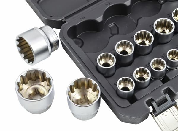 AWTOOLS SPLINE SOCKELSÆT 21 stk. 12-HJØRNE. BLACKLINE