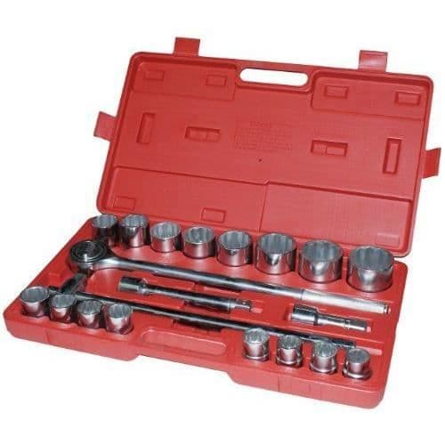 3/4" uttagslåda 21 delar - AMTECH - Stämplad och förkromad - Röd