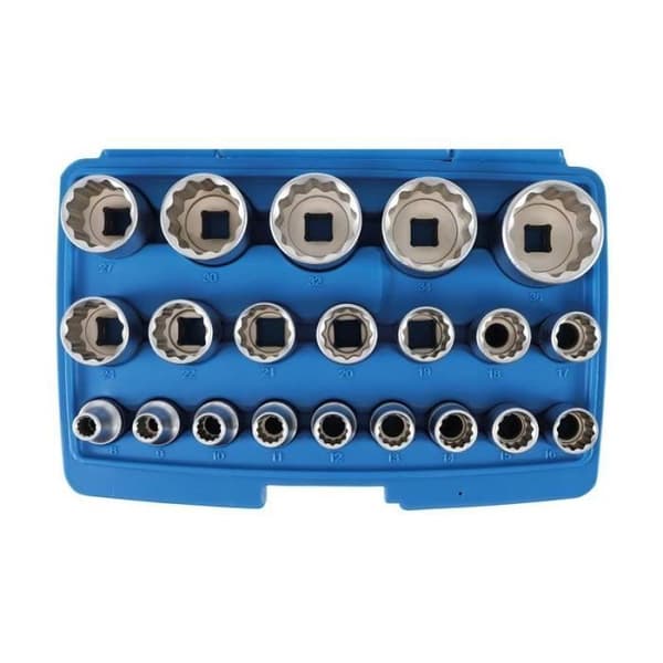 Hylssats, tolvpunkts 12,5 mm (1/2") 8 - 36 mm 21 stycken