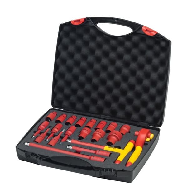 Wiha 20-delad 1/2" isolerad spärrnyckelsats - Röd Gul 21 - 43024