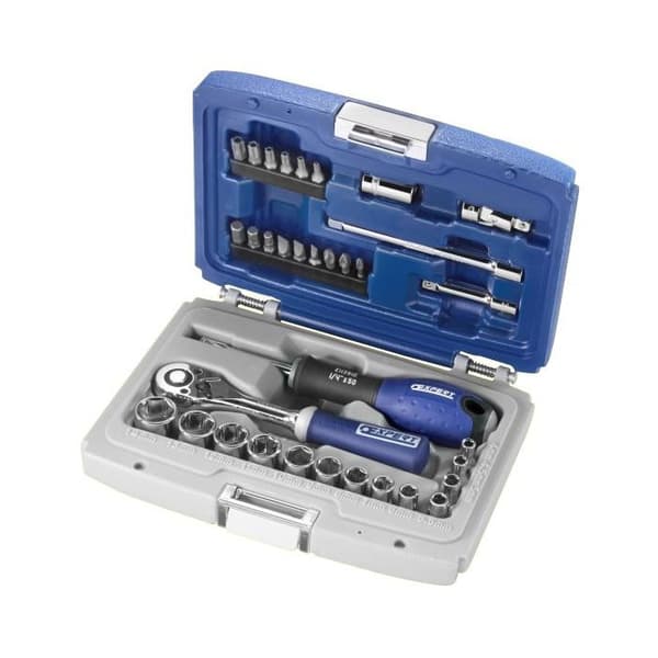 Kartong med 35 stycken, 1/4" hylsor och bits Expert E194672