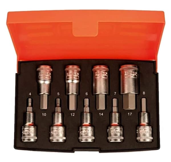 Korta hylsor S9-set HEX H4-H17 9 st 1/2"