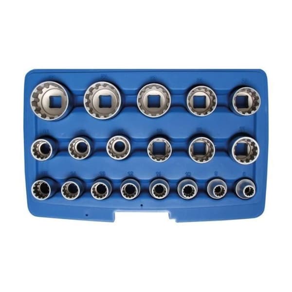 12,5 mm (1/2") Gear Lock hylsa set 19 stycken