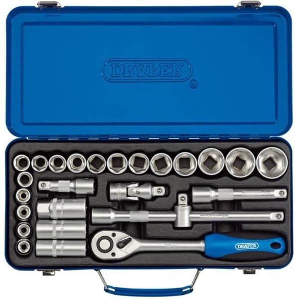 Skruvnyckelsats - Draper Tools - 26 st - 1/2" - Krom-vanadium stål - Transportväska