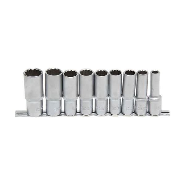 Hylssats - BGS TECHNIC - 9 delar - 12,5 mm (1/2") - Tolv punkter - Krom-vanadinstål