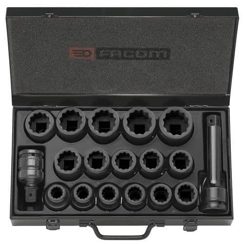 Slaghylsor - FACOM - NKD.500 - 16 stycken - 3/4” - 19 till 42 mm - Box ingår