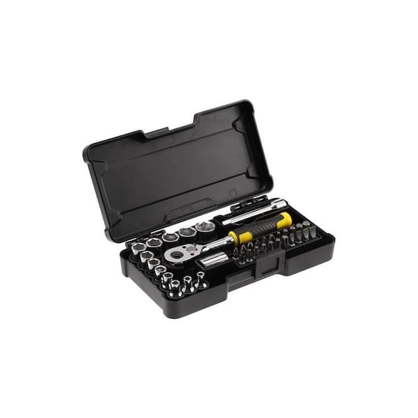 STANLEY Compact 1/4" Sockelset - Set med 37 delar STMT82672-0 - 72 tandspärr för en återställningsvinkel på 5°