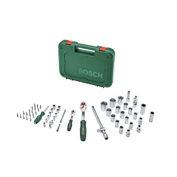 Bosch 57-delars spärrset 1/4 + 1/2 (för olika gör-det-själv-projekt 55 tillbehör med högt vridmoment Softgrip-väska)