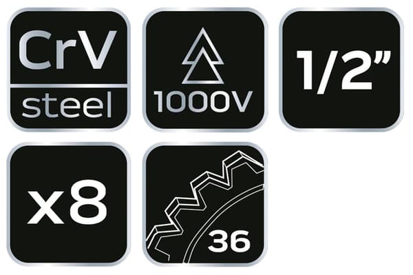 Topnøgler 1000V, 8 stk.