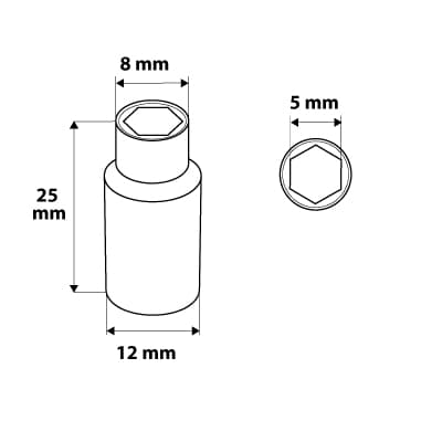 1/4" kuusikulmainen kanta, 5 mm, superlock
