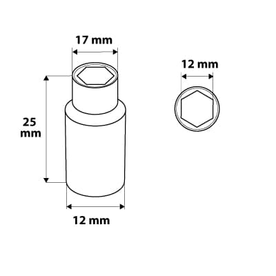 1/4" sekskantfatning, 12mm, superlock