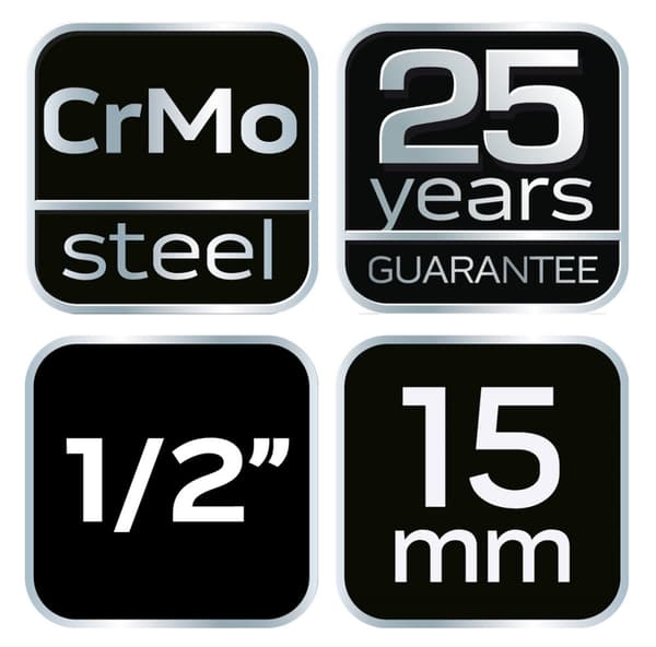 Slagfatning 1/2", 15 x 38 mm, Cr-Mo