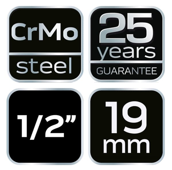Slagfatning 1/2", 19 x 38 mm, Cr-Mo