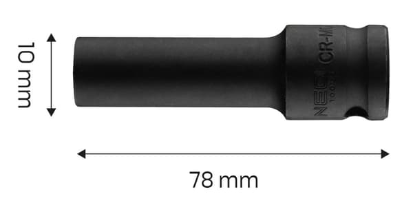 Slagfatning 1/2" lang, 10 x 78 mm, Cr-Mo