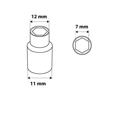 1/4" sexkantshylsa, 7 mm