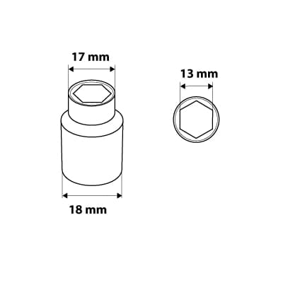 3/8" sekskantfatning, 13 mm