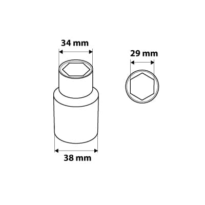 1/2" sekskantfatning, 29 mm