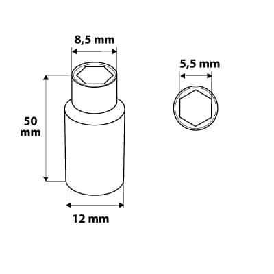 1/4" lang sekskantfatning, 5,5 mm, superlock