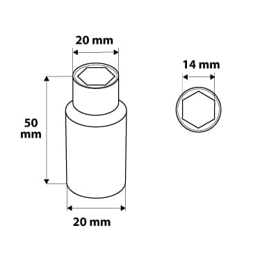 1/4" lang sekskantfatning, 14 mm, superlock