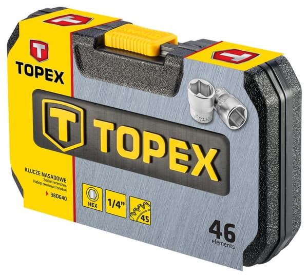 Topnøgler 1/4", sæt med 46 stk