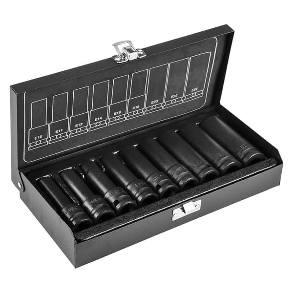 Slagfatninger 1/2", E10-E24, sæt med 9, CrMo