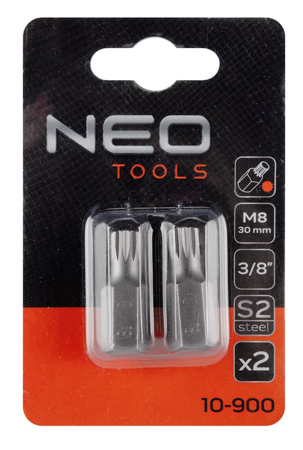 Splinespids M8 x 30 mm, S2 x 2 stk.