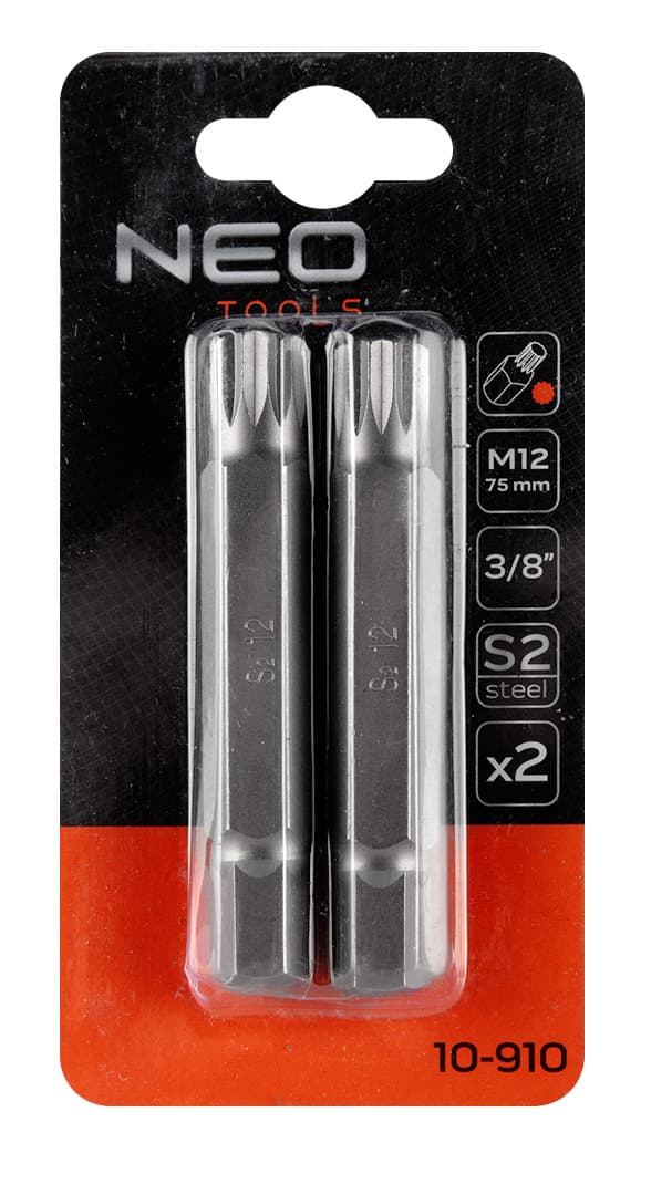 Splinespids M12 x 75 mm, S2 x 2 stk.