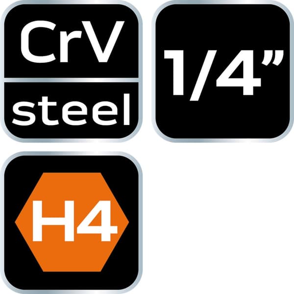 H4 sexkantsbits på 1/4" hylsa, lång, 87 mm