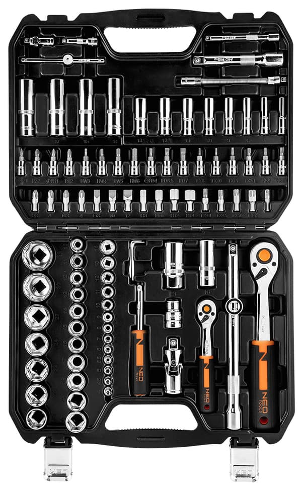 Hylsnycklar, 1/4", 1/2", CrV, set om 94 st