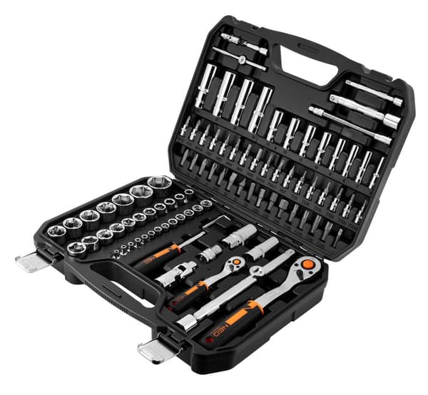 Hylsnycklar, 1/4", 1/2", CrV, set om 94 st