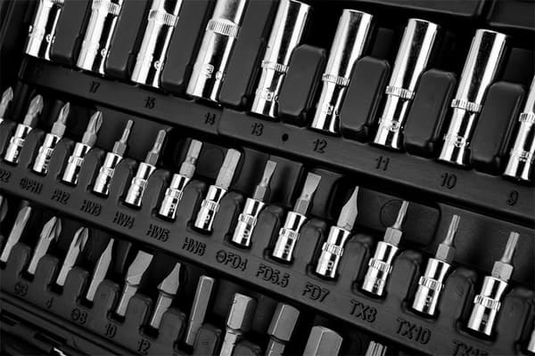 Hylsnycklar, 1/4", 1/2", CrV, set om 94 st