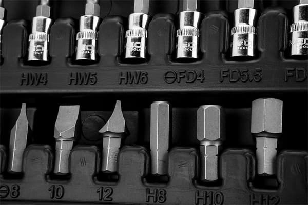 Hylsnycklar, 1/4", 1/2", CrV, set om 94 st