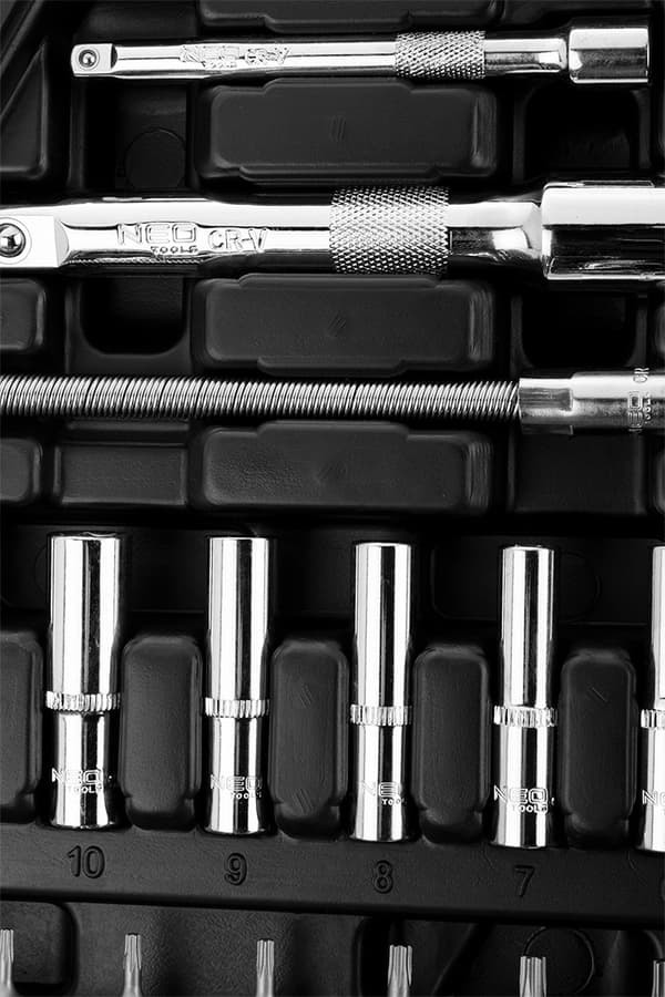 Hylsnycklar, 1/4", 1/2", CrV, set om 94 st
