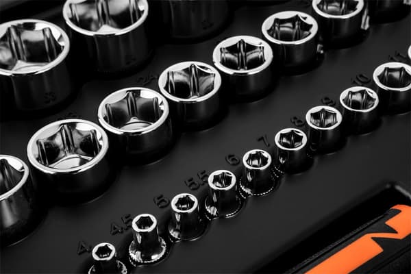 Hylsnycklar, 1/4", 1/2", CrV, set om 94 st