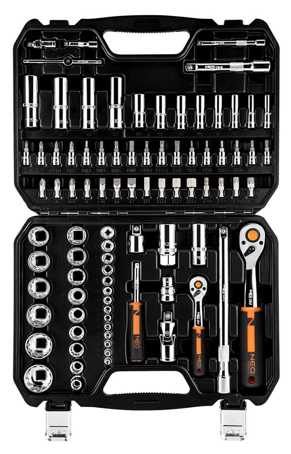 Hylsnycklar 1/4", 1/2", set om 86, CrV