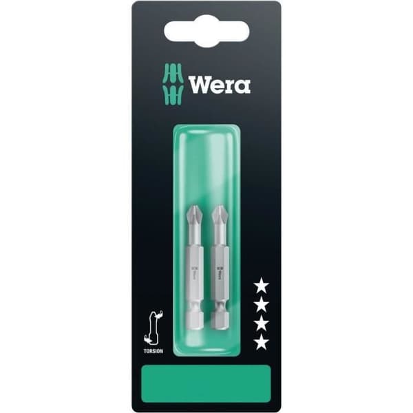 Set med 2 bitar 855/4 TZ serie 4 drev 1/4 Pozidriv® PZ3x50mm WERA WERK 05134386001