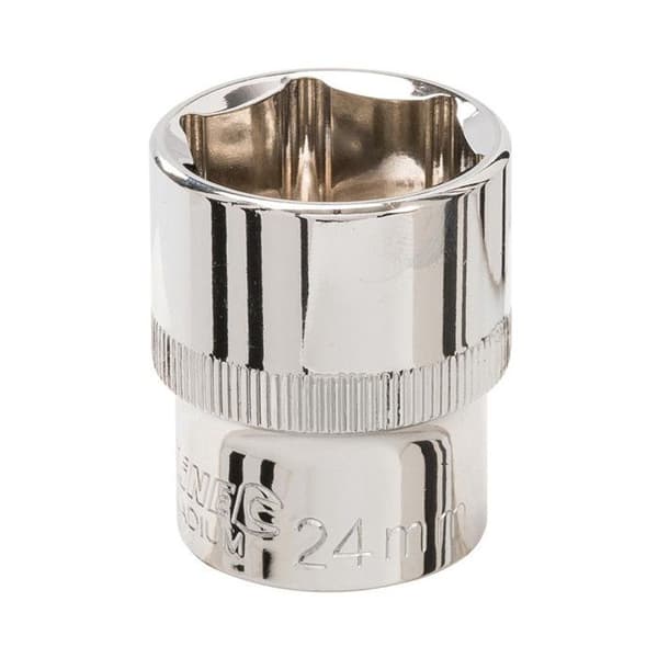 Metrisk hylsa 1/2" - 24 mm SILVERLINE - Krom-vanadinstål - 6 punkter - Satin krom finish