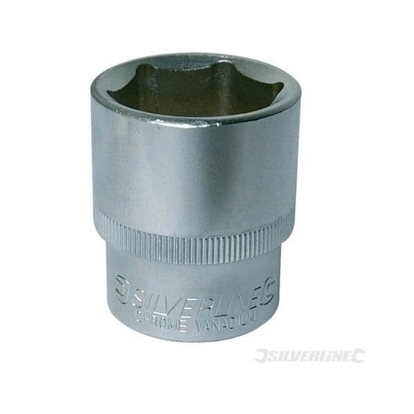 Metrisk hylsa 1/2" - 24 mm SILVERLINE - Krom-vanadinstål - 6 punkter - Satin krom finish