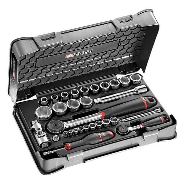 Uttagslåda 1/4'' - 1/2'' 6-punkts metrisk 30 stycken - FACOM - RS.161-1PB