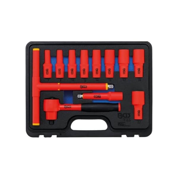 BGS TECHNIC VDE uttagssats - 10 mm (3/8") drivning - 7/22 mm insexnycklar - 12 st - 7133