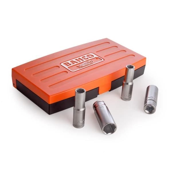 Coffret med 1/2" hylsor PROF S1612L - BAHCO - Set med 12 långa hylsor i stållegering