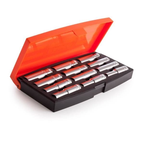 Coffret med 1/2" hylsor PROF S1612L - BAHCO - Set med 12 långa hylsor i stållegering
