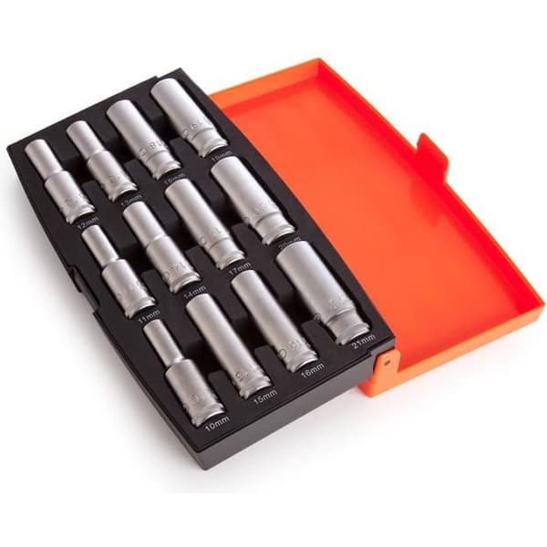 Coffret med 1/2" hylsor PROF S1612L - BAHCO - Set med 12 långa hylsor i stållegering