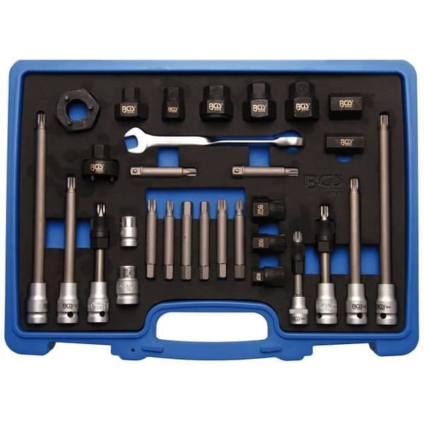 Generatorverktygssats - BGS - 4248 - 30 delar - hylsor, skiftnycklar och bits - svart