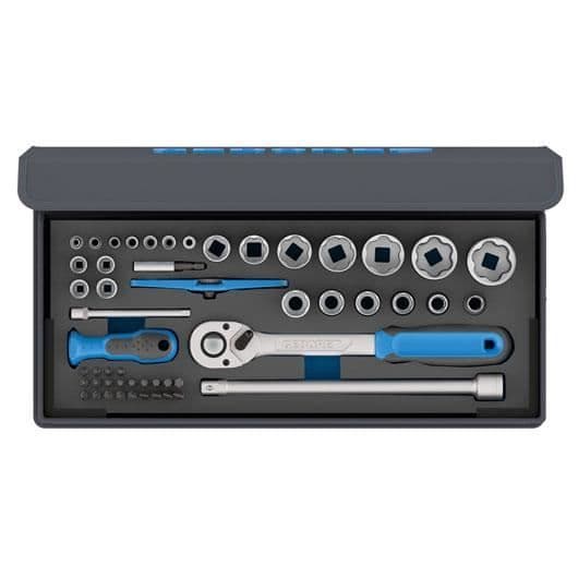 Gedore Sockelset 1-4"-1-2" i textilficka, 52 delar - TC 19-20-MU-10