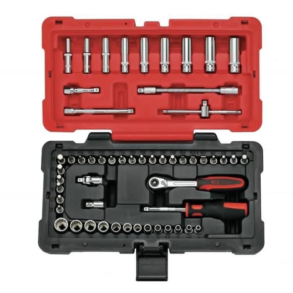 Fodral med nyckelhuvuden och tillbehör - KS TOOLS - Ultimate - 54 delar - 12-kantig - 1/4'''