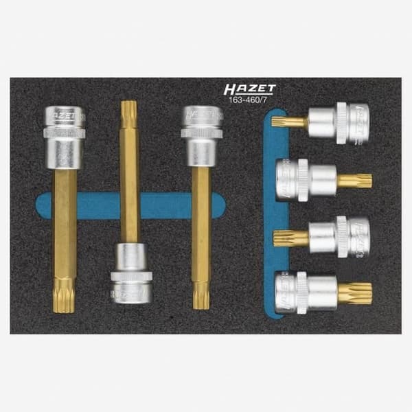 Hylsnyckel Skruvmejsel HAZET - Set med 4 hylsor 10 mm - CVD-TIN TiN Coating - 163-460/7
