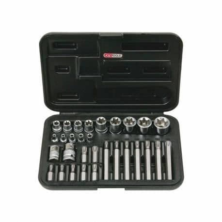 Låda med hylsor och bits - KS TOOLS - 30 stycken - 14 Torx 30 mm + 75 mm