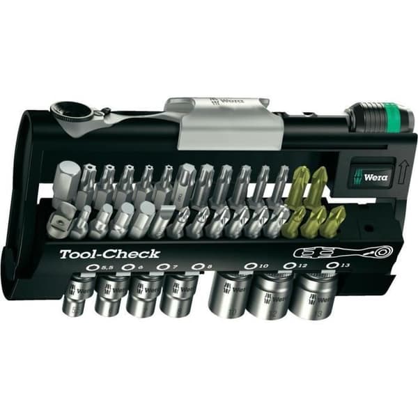 Skruvmejselkit - WERA - Tool-Check 1 SB - Bitset, spärrhandtag, hylsor - Svart - Mångsidig
